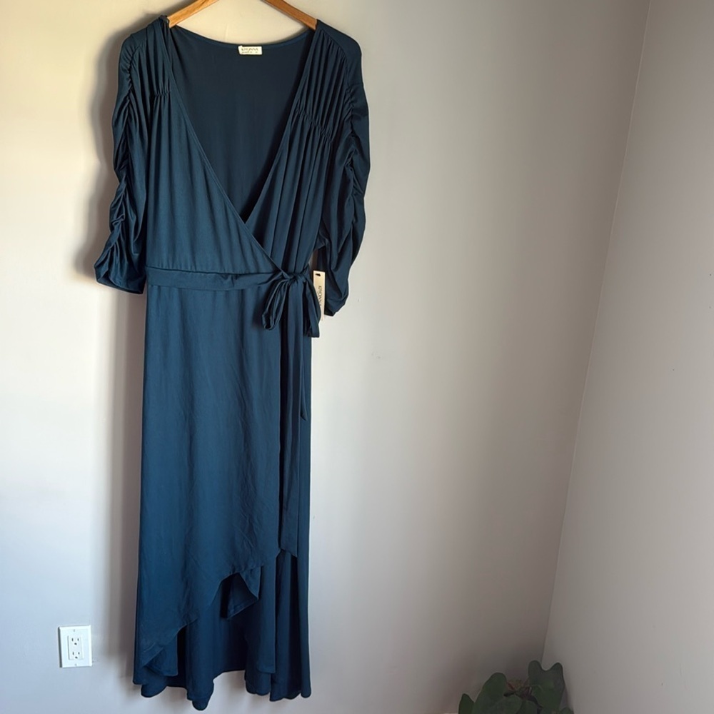 NEW Kiyonna Meadow Dream Maxi Dress in Teal Topaz 4X - Picture 2 of 13